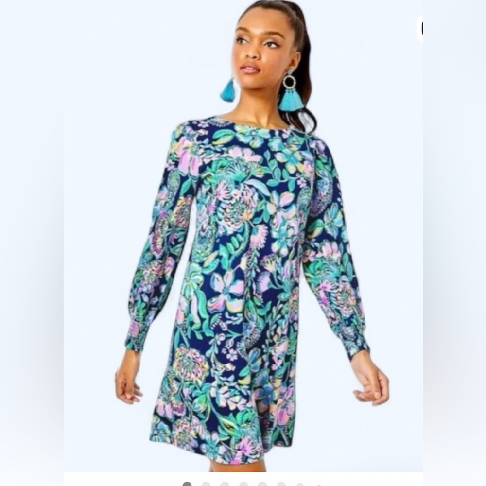 Lilly Pulitzer Navy Multi Floral Long-Sleeve Dress